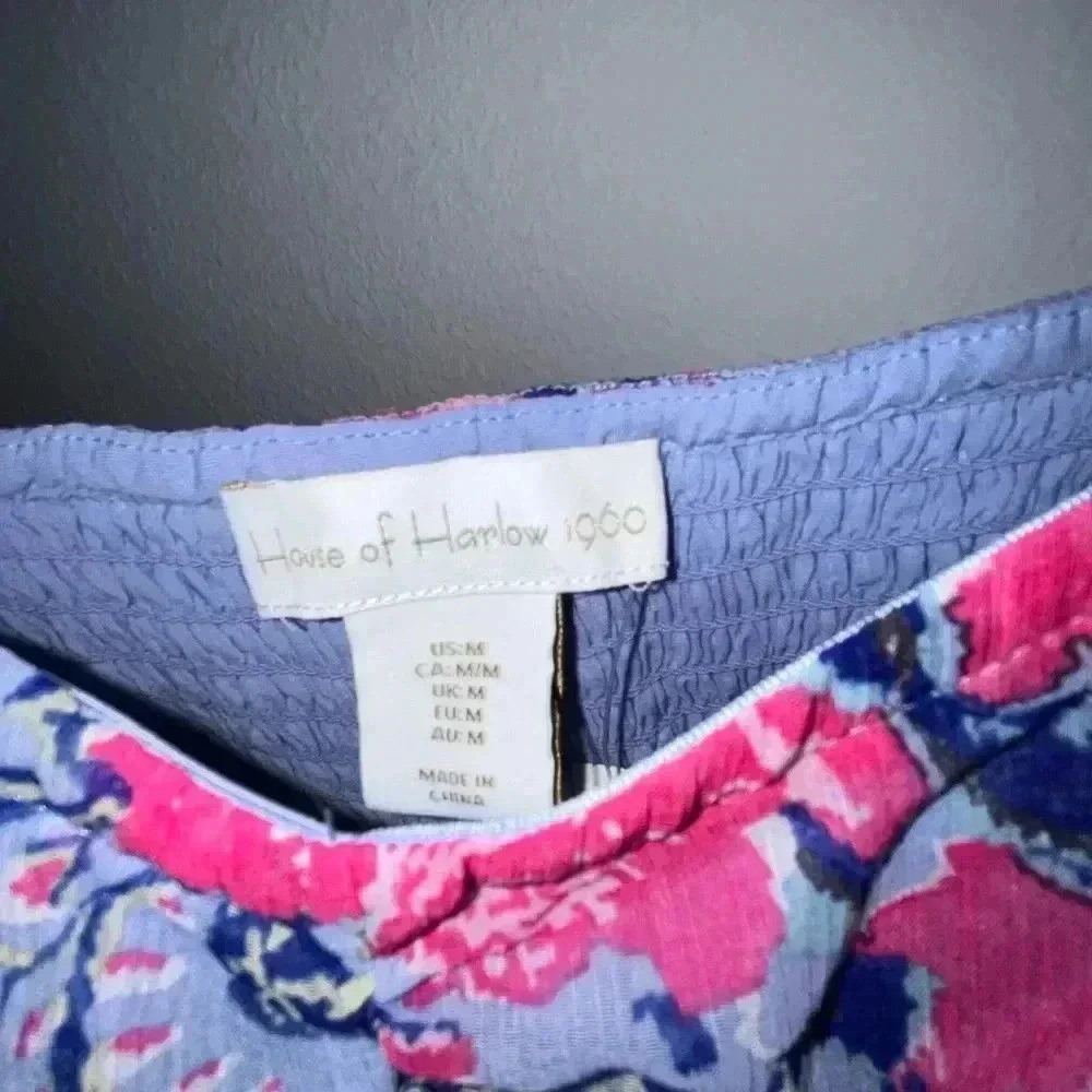 HOUSE OF HARLOW Smocked Ruched Polychiffon Crop Top size Medium - Picture 9 of 9